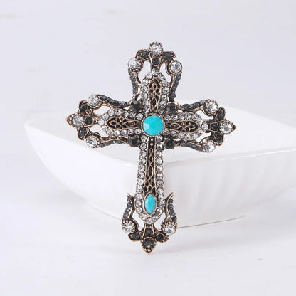 Rhinestone Cross Brooches for Women Stylish Floral Pins Perfect for Parties and Gifts
