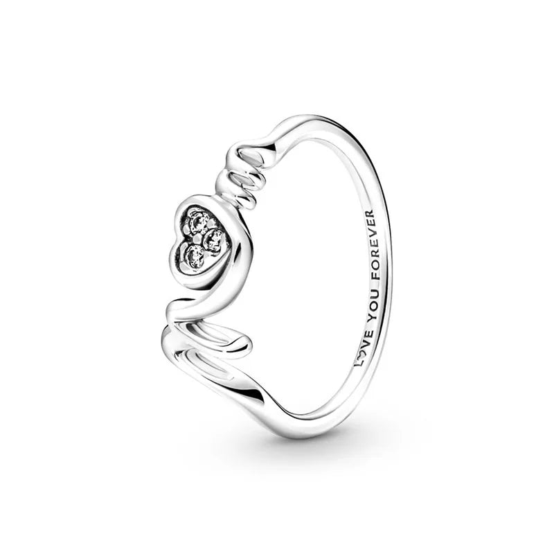 European 925 Silver Heart-Shaped Ring for Women Available in Sizes 6 7 8 9 Exquisite High-Quality Jewelry for Weddings and Parties
