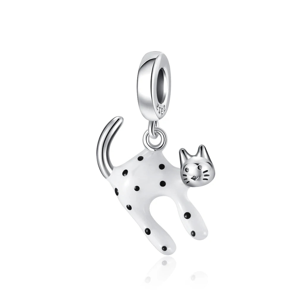 Exquisite 925 Silver Cat Claw Pendant Beads with Safety Chain for European Bracelets B5735