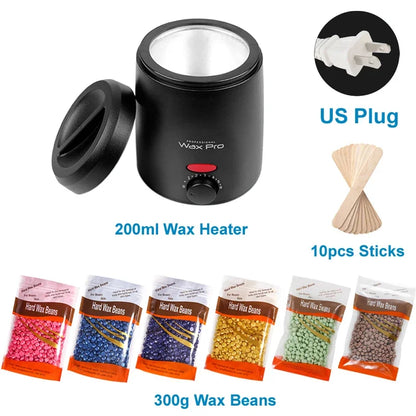 Painless Hair Removal Wax Heater Kit Professional Epilator with Hot Film Hard Wax Beans