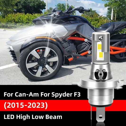 LED Headlight Bulb for Can-Am Spyder F3 2015-2023 60W High Low Beam Super Bright 18000LM 6000K White Light