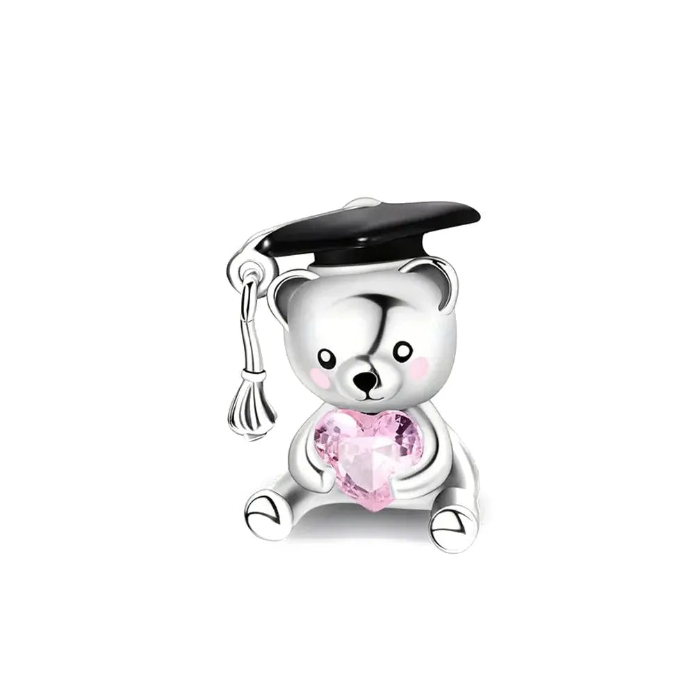 Elegant 925 Silver Cat Bear Ice Cream Pendant Bead for European Bracelet