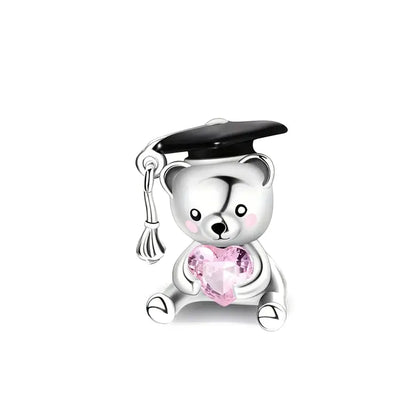 Elegant 925 Silver Cat Bear Ice Cream Pendant Bead for European Bracelet