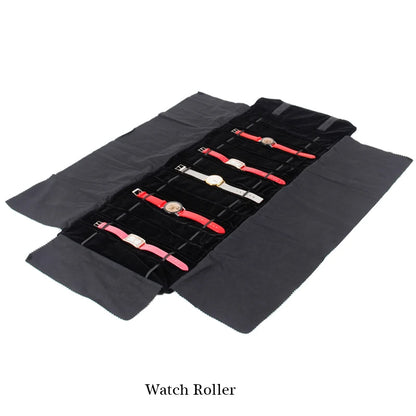 Elegant Velvet Travel Jewelry Organizer Roll For Necklaces Bracelets Rings