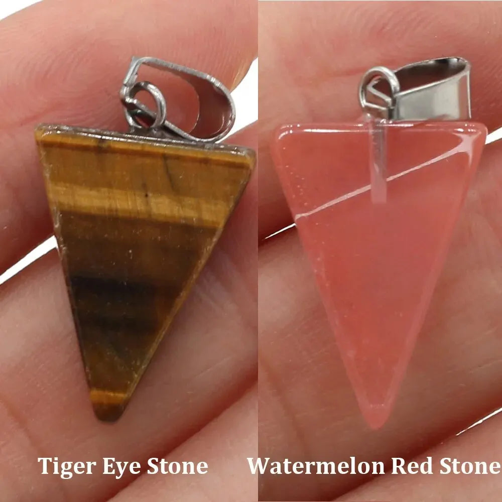 Tiger Eye Quartz Crystal Pendant Set for DIY Jewelry Necklace and Earrings