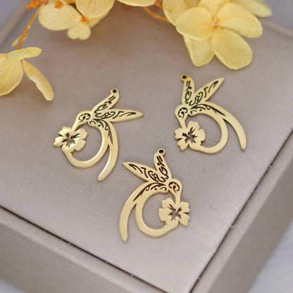 Elegant DIY Amulet Set: Phoenix Bird, Hummingbird, Snake Charms in Stainless Steel for Jewelry Making