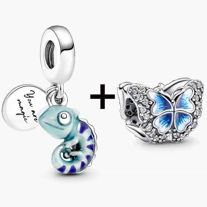 Chameleon and Turtle Pendant Beads for Charm Bracelets Jewelry Gift BD10