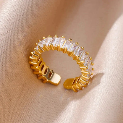 Gold Color 316L Stainless Steel Women's Rings - Fade-Resistant Luxury Wedding Jewelry with Free Shipping