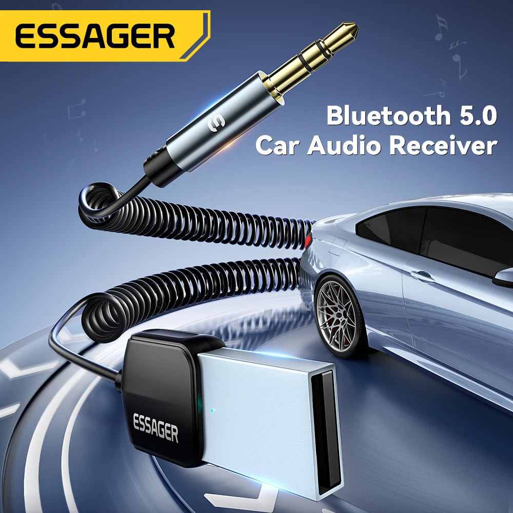 Essager Bluetooth 5.0 USB Audio Adapter Wireless Handsfree Car Stereo Transmitter Receiver with 3.5mm Jack