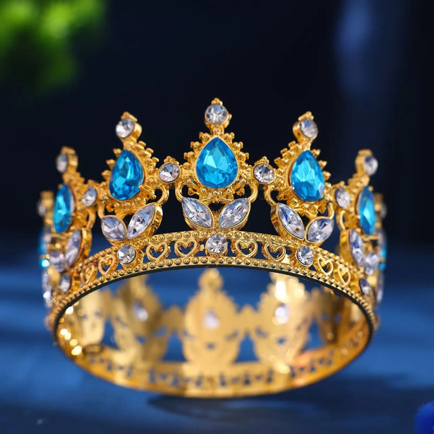 Elegant Baroque Rhinestone Crown Headdress for Weddings and Celebrations