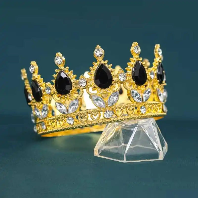 Baroque Vintage Gold Crystal Rhinestone Bridal Tiara and Crown for Women