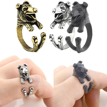 Vintage Labrador Retriever Wrap Ring Adjustable Fashion Jewelry for Women and Men