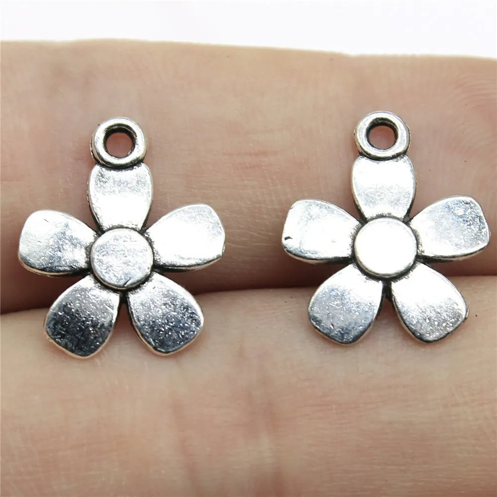 20Pc Antique Silver Sunflower Daisy Charms For Bracelets