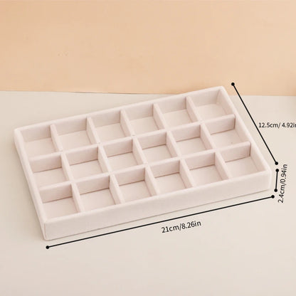 Velvet Jewelry Tray Stackable Beige Storage for Rings and Earrings