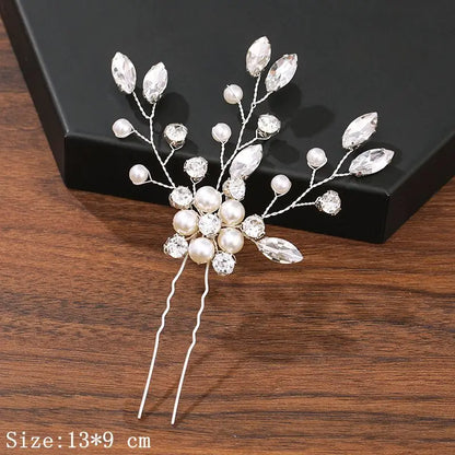 Elegant Pearl Rhinestone Flower Hair Pins for Women Wedding Accessories