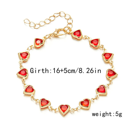 Vintage Red Blue Crystal Heart Bracelets for Women
