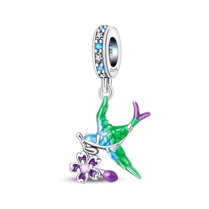 Green Monstera Leaf Charm 925 Sterling Silver Dangle Bracelet Jewelry for Women PAC1490