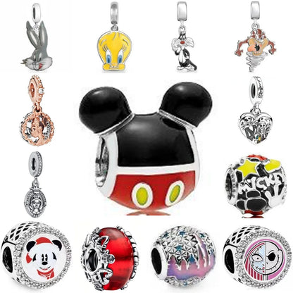 925 Sterling Silver Luggage Box Beads Rabbit Cat Pendant for DIY European Charm Bracelets Exquisite Zircon Jewelry
