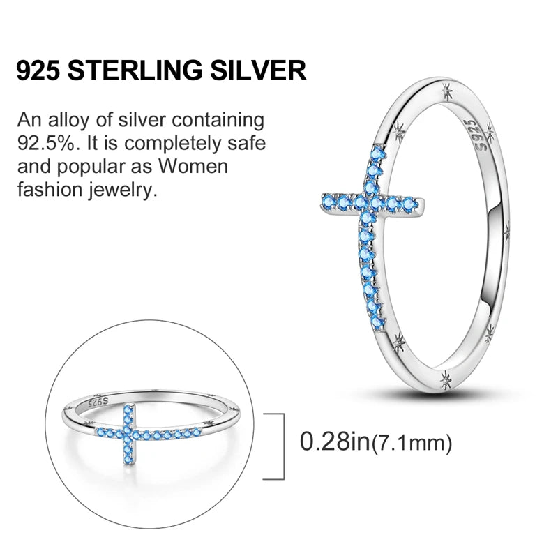 Blue Zircon Evil Eye Palm Star Moon Ring for Women in 925 Sterling Silver Fine Jewelry Gifts LKTR092