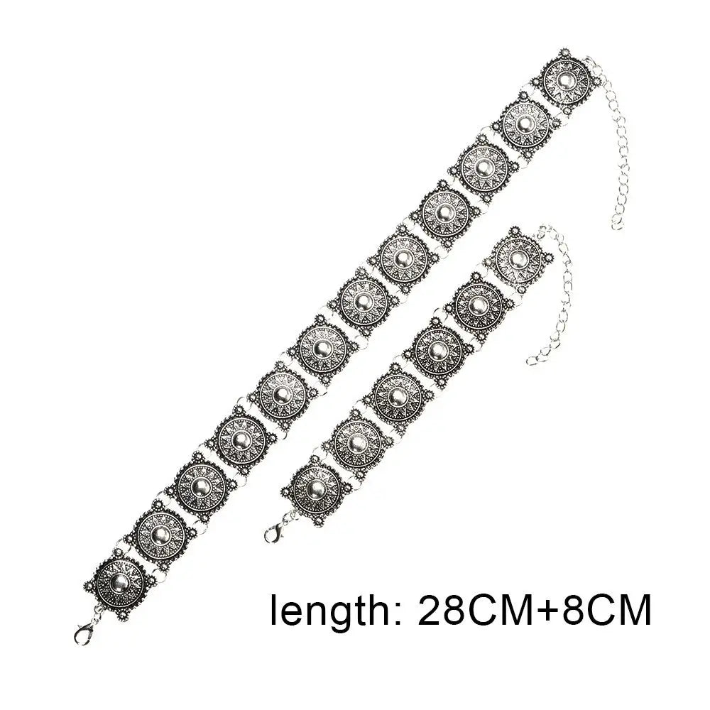 Vintage Fashion Choker Necklace And Bracelet Set For Women