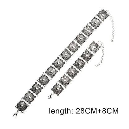 Vintage Fashion Choker Necklace And Bracelet Set For Women
