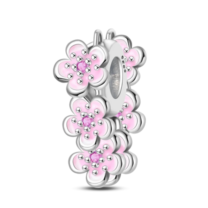 925 Sterling Silver Colorful Butterfly And Cherry Blossom Beads Clip Charm For DIY Bracelets Fine Zircon Jewelry