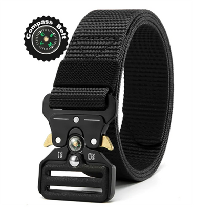 Men's Belt Outdoor Multi Function Compass High Quality Canvas black 125cm