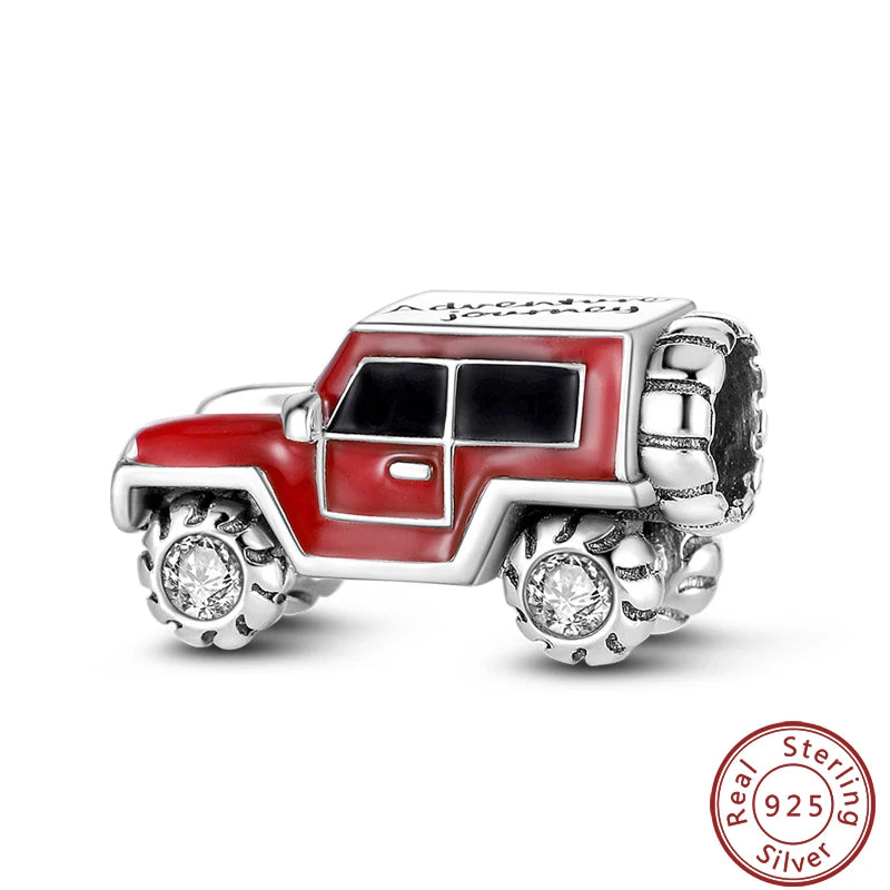 Sterling Silver Sports Car and Motorcycle Charms for DIY Jewelry Making KJC196