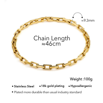 Enfashion Women's 18K Gold Plated Square Chunky Chain Necklace and Bracelet Set