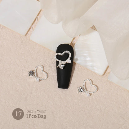 Elegant Gold Silver Metal Bowknot Nail Charm 3D Rhinestone Decor for DIY Manicure Art