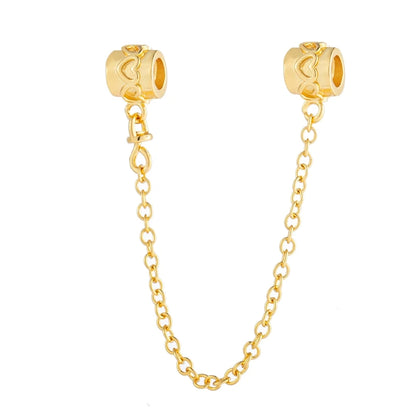 Golden Dragon Double Heart Dangle Charm Bead For 925 Bracelet