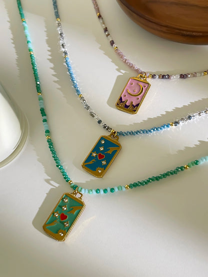 Peri'sBox Bohemian Multi-Color Acrylic Beaded Pendant Necklace for Women