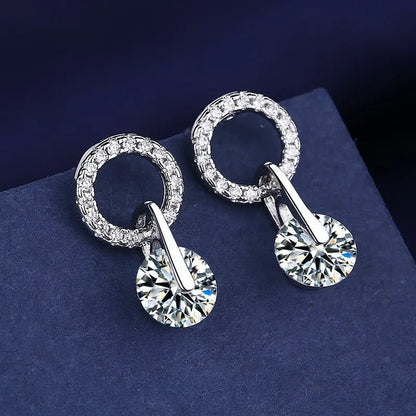 Sterling Silver CZ Crystal Plant Stud Earrings for Women and Teens