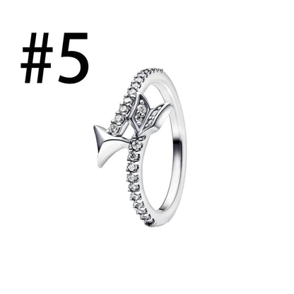 925 Silver Heart Arrow Jewelry Set with Colorful Zircon Sparkling Ring Earrings and Necklace Valentines Day Gift for Women