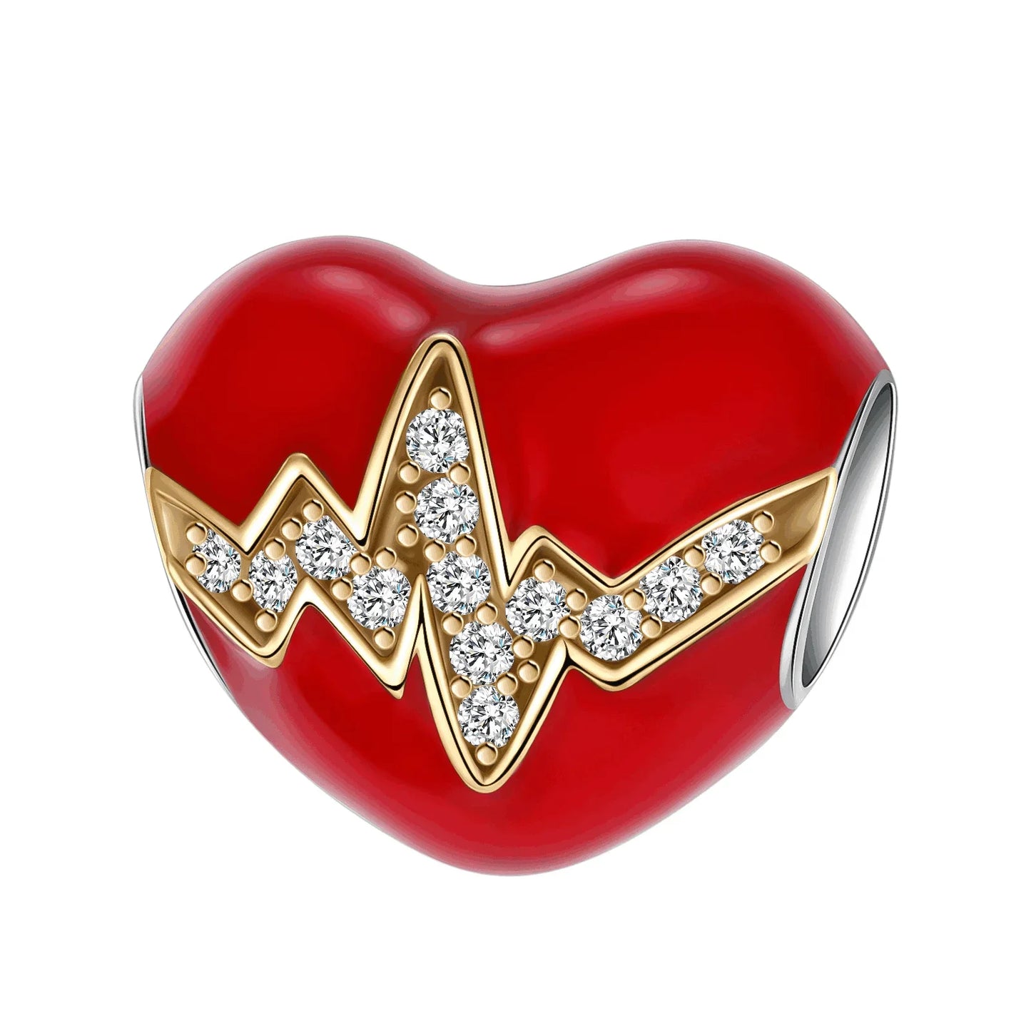 Original 925 Sterling Silver Red Charm Beads Set Heart Cherry Strawberry Flower Fish Zircon Accents for DIY Necklace and Bracelet Jewelry Gift