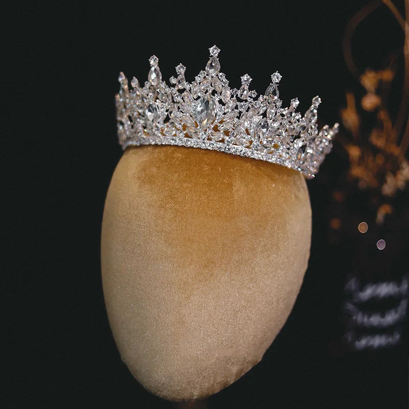Elegant Crystal Bridal Tiara Crown with Rhinestone Geometric Design for Weddings and Pageants