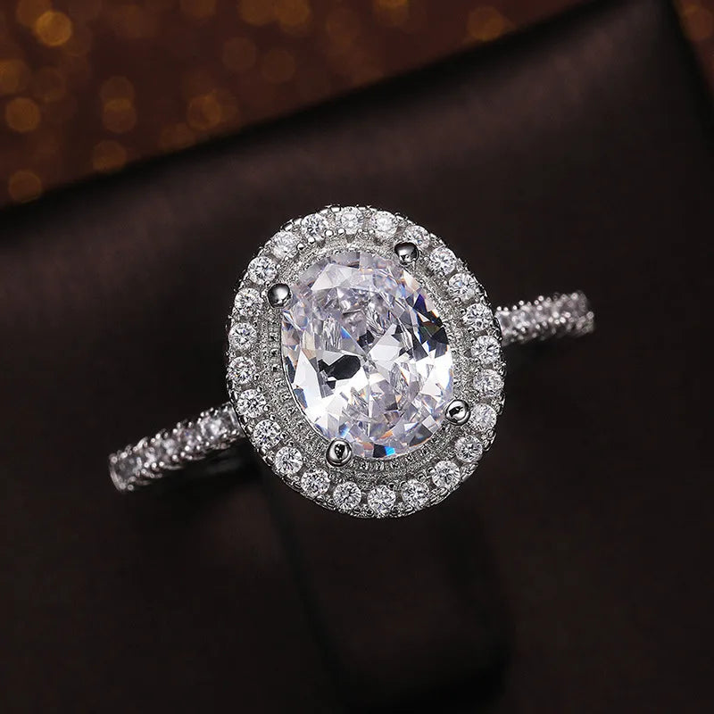 Real Moissanite 925 Sterling Silver Ring for Women Square Round Brilliant Diamond Band Wedding Jewelry Gift