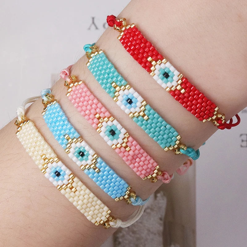 ZHONGVI Multicolored Evil Eye Miyuki Bead Bracelet for Women – Trendy Friendship Jewelry
