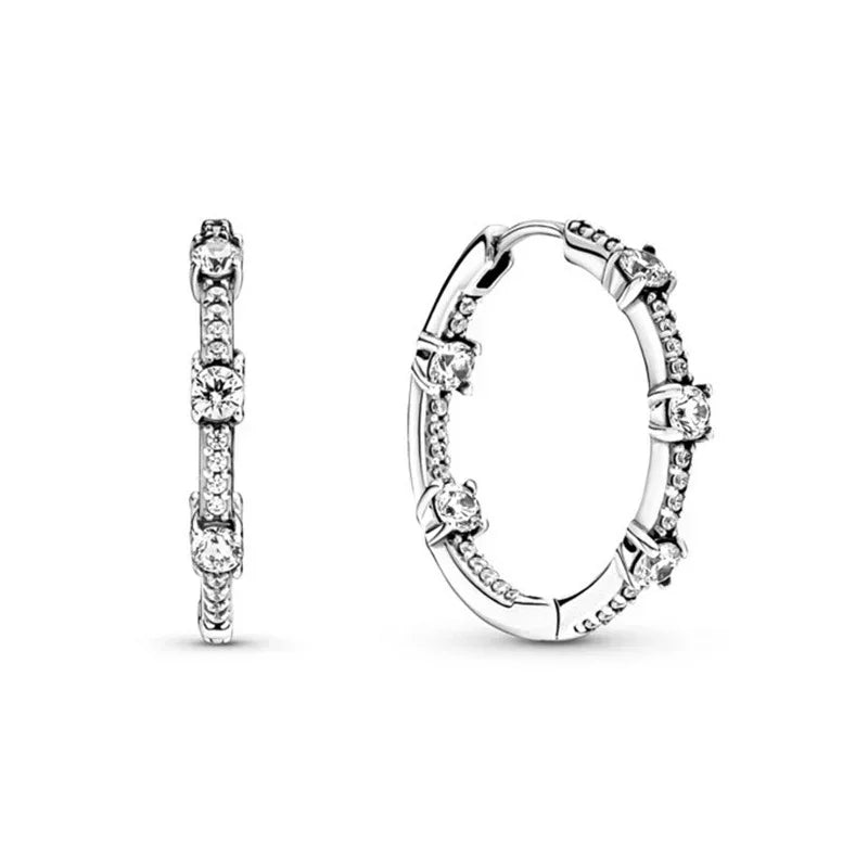 Luxury 925 Sterling Silver Chunky Hoop Earrings with Big Heart Zircon Accents for Women Wedding Party Jewelry Gifts