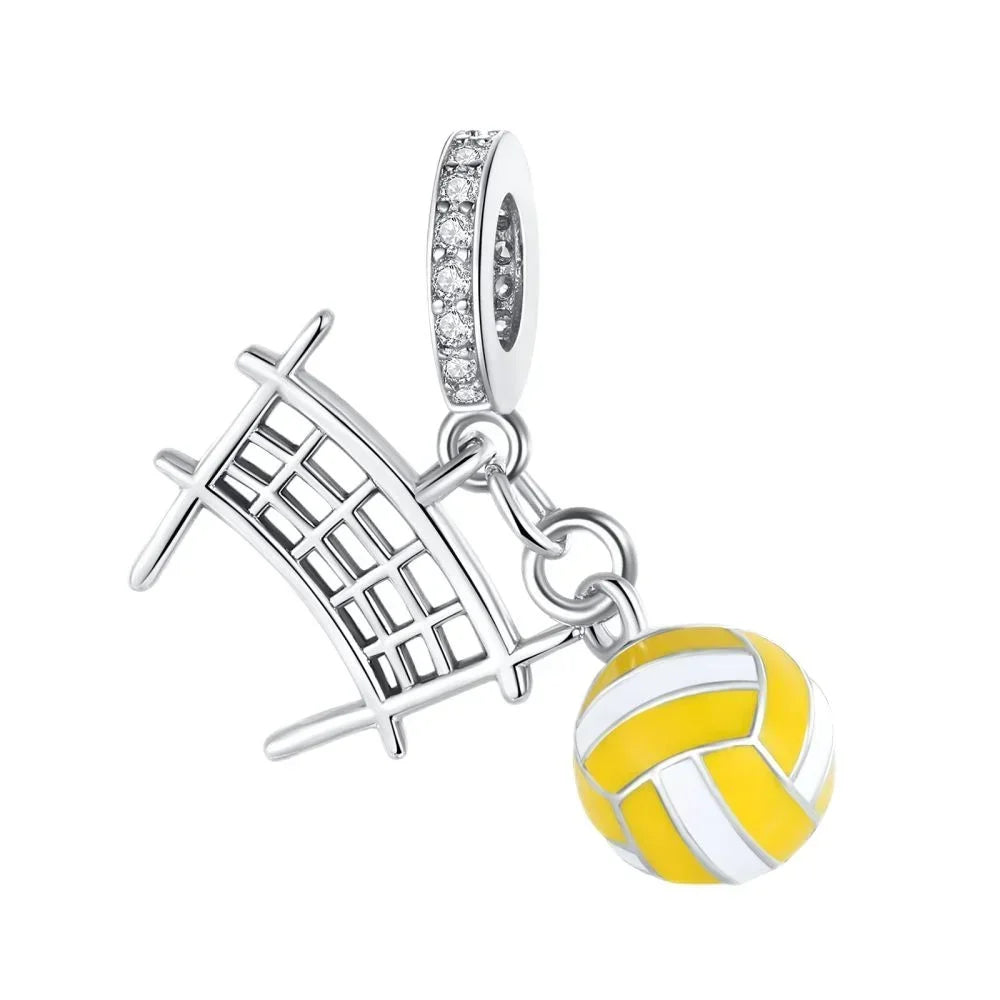 Original 925 Sterling Silver Sports Ball Charms Earrings Beads Pendants for Bracelet Necklace Jewelry Gift