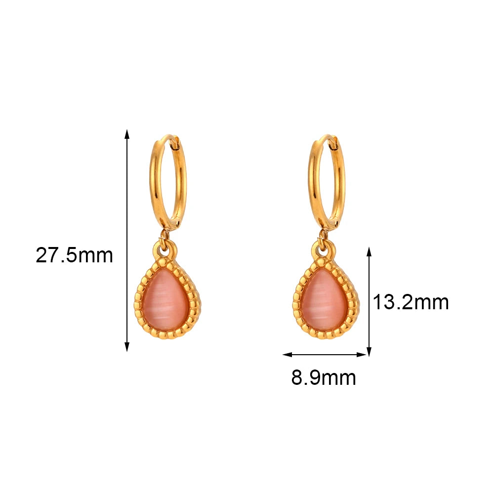 Elegant Waterdrop Opal Necklace for Women - Stainless Steel Semi-Precious Stone Jewelry Gift