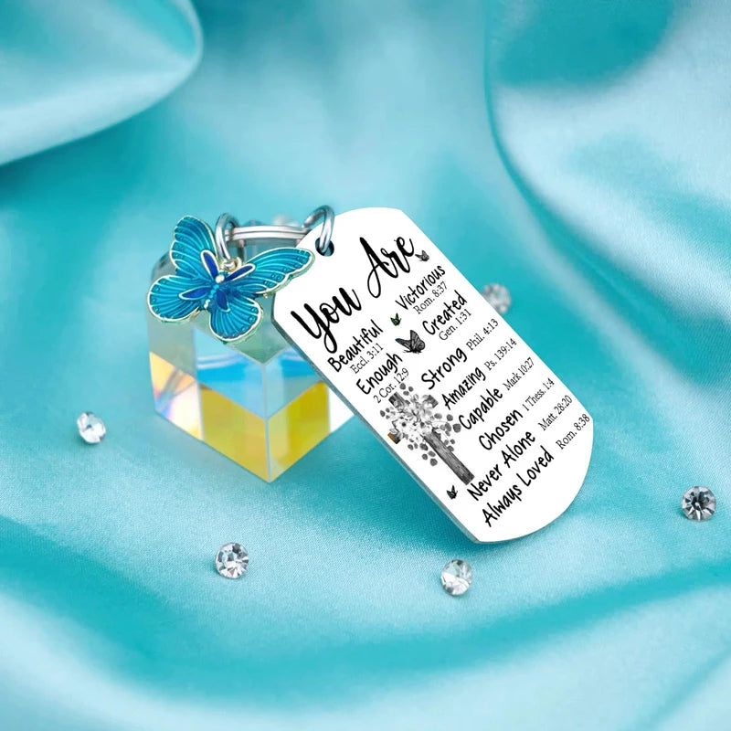 Personalized Christian Keychain Gift for Women and Teens - Inspirational Bible Verse for Mom and Best Friend