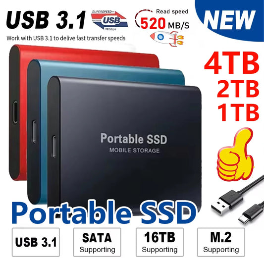 Portable USB 3 1 Type C External SSD 1TB Phone Laptop Mac