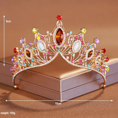 Bridal Elegance Crystal Tiara - Dazzling Silver Crown for Weddings Multicolor