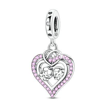 925 Sterling Silver Love Starry Sky Cat Paw Charms Beads