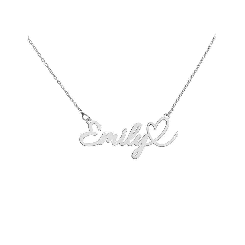 Personalized Gold Heart Name Necklace Stainless Steel Pendant Gift For Her
