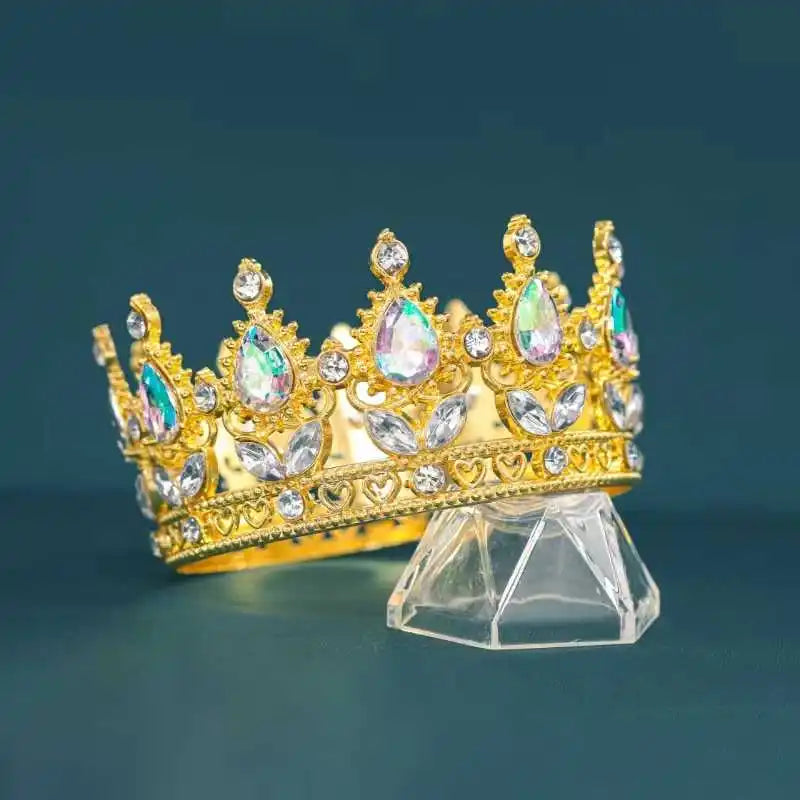 Baroque Vintage Gold Crystal Rhinestone Bridal Tiara and Crown for Women