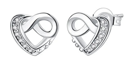 Elegant 925 Sterling Silver Heart Charm Earrings for Women SER3003
