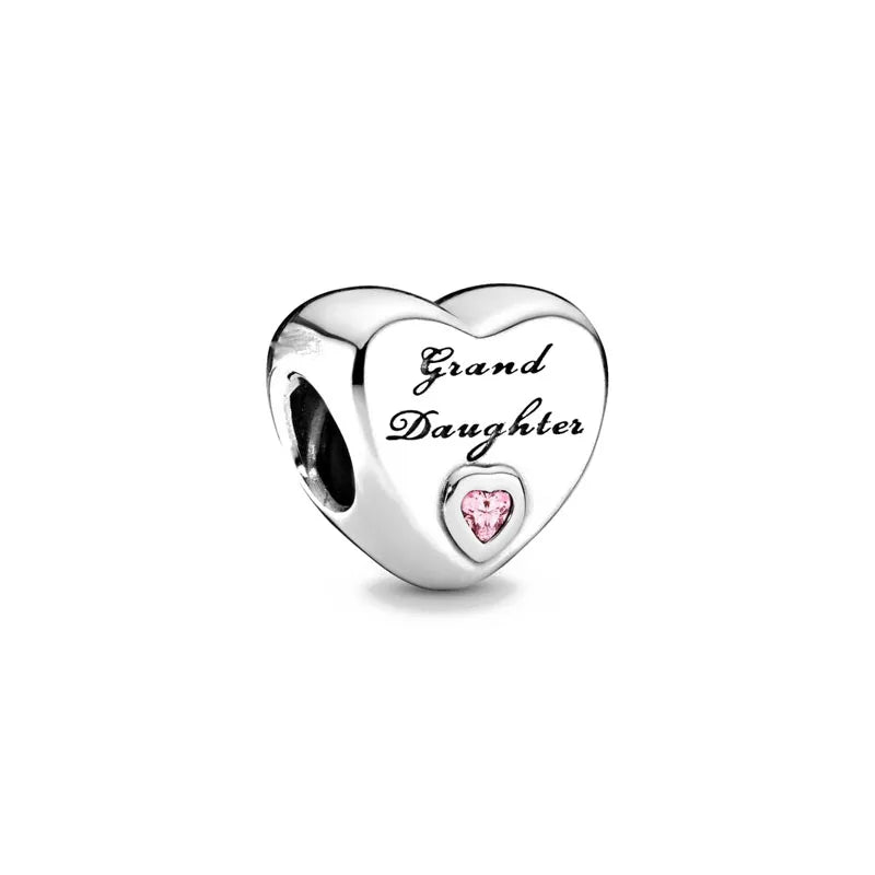 European 925 Sterling Silver Heart Charm Bead for Sister and Daughter Jewelry Perfect for Mother's Day Gifts