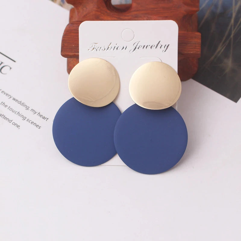 Elegant Double-Layer Round Pendant Drop Earrings for Women - European Fashion Zinc Alloy Dangles